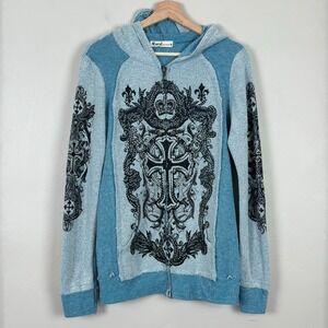 Vocal Jacket Women L Y2K Bling Grunge Goth Punk Streetwear Zip Hoodie Cross